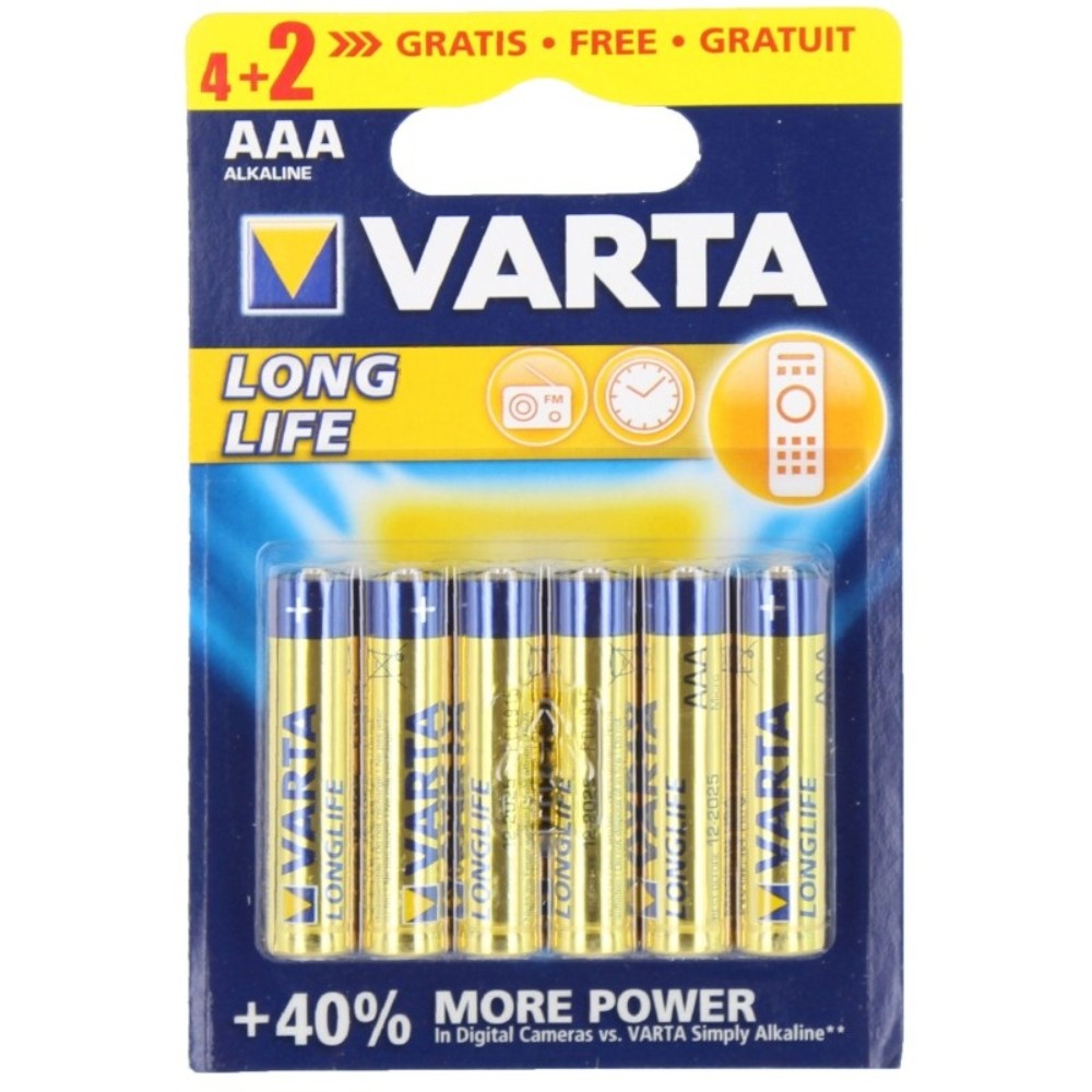 Baterii AAA Varta Longlife Power, 1.5 V, blister 6 bucati