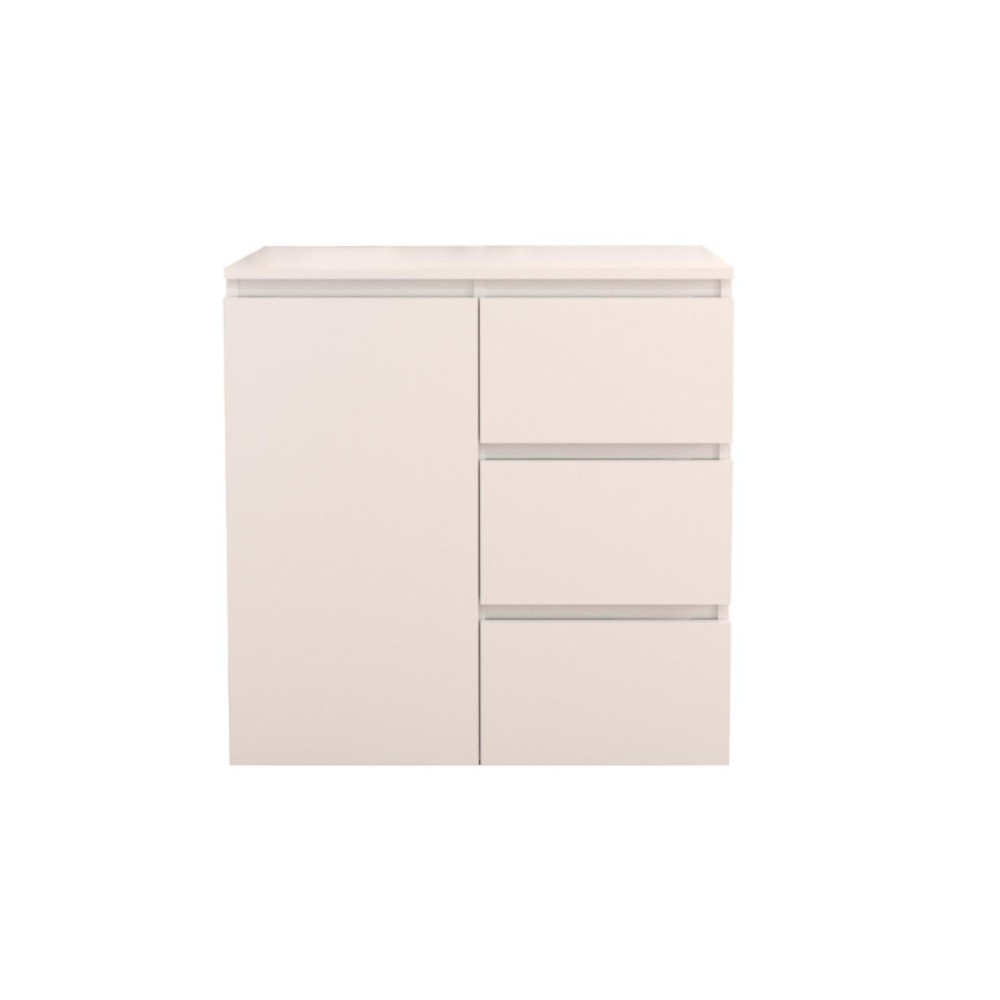 Comoda dormitor Osaka, pal melaminat, 1 usa si 3 sertare, alb, 80 x 80 x 43.3 cm