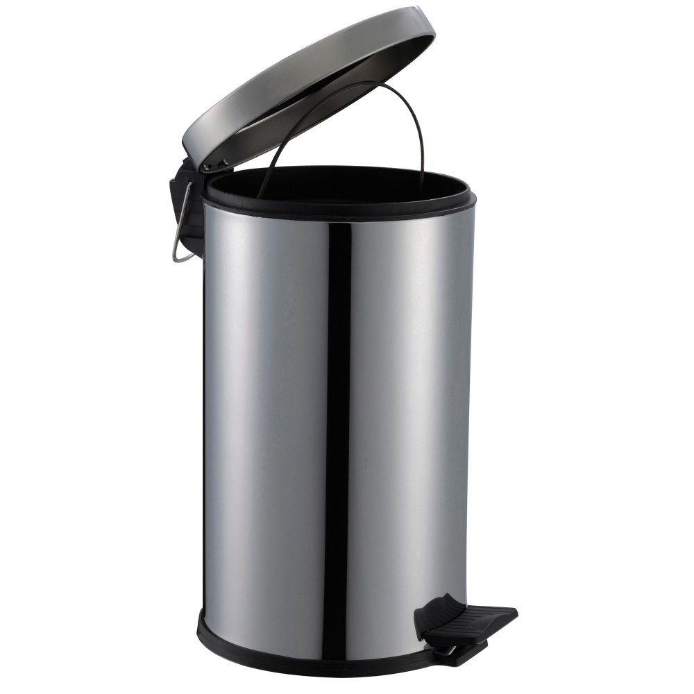 Cos gunoi cu pedala, metal, argintiu, 12 l
