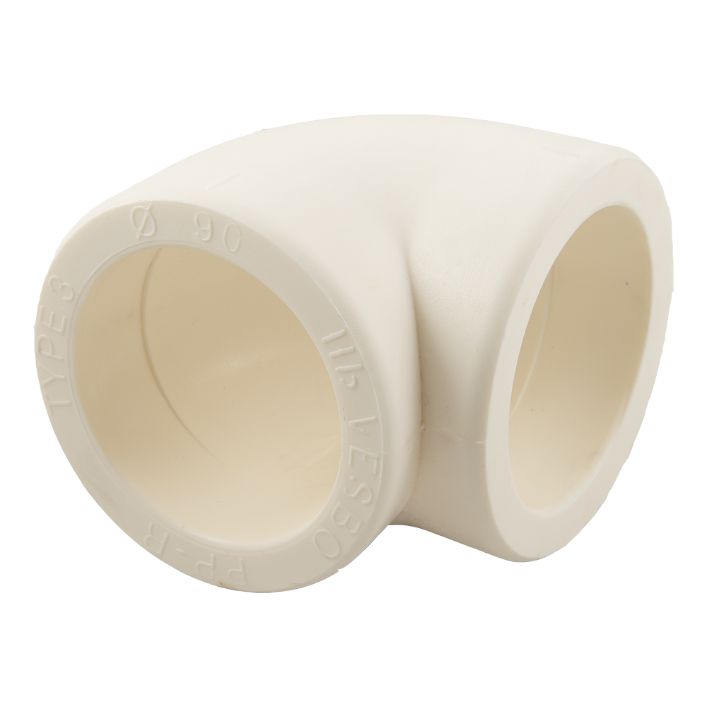 Cot PPR 90° Vesbo, filet interior, 90 mm, alb