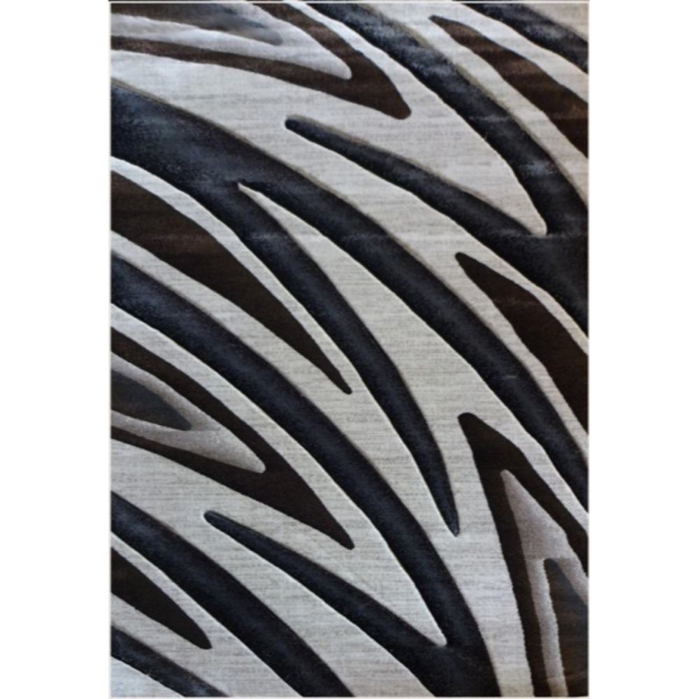 Covor modern Geo Hand Carved 7164, polipropilena heat set, model abstract bej/maro, 80 x 150 cm
