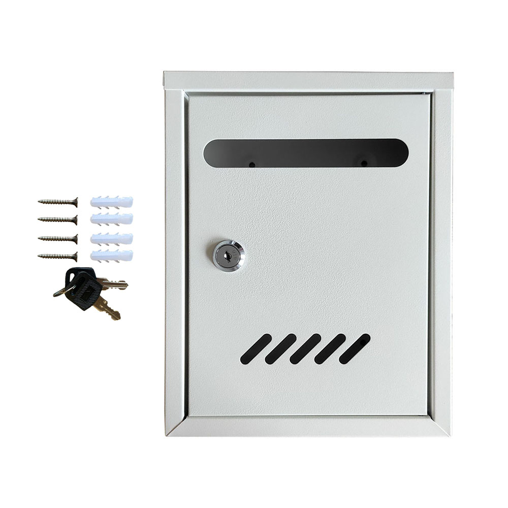 Cutie postala exterior, otel galvanizat, alb, 2 chei, 260 x 180 x 60 mm