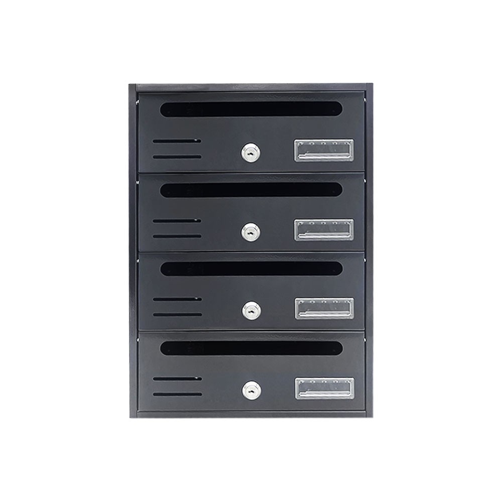 Cutie postala modulara exterior Ferrobrand Colectiv, 4 module, tabla zincata, gri antracit texturat, 420 x 300 x 170 mm