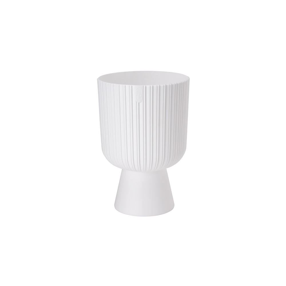 Ghiveci Keli Mika Petit, PVC, alb, diametru 14 cm, inaltime 20.5 cm