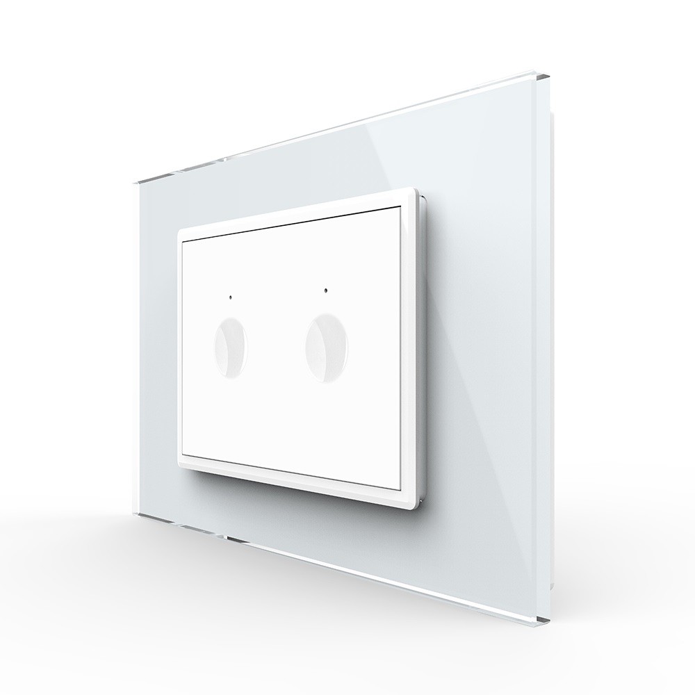 Intrerupator dublu cu touch Livolo cu rama din sticla, standard Italian &#8211; Serie noua