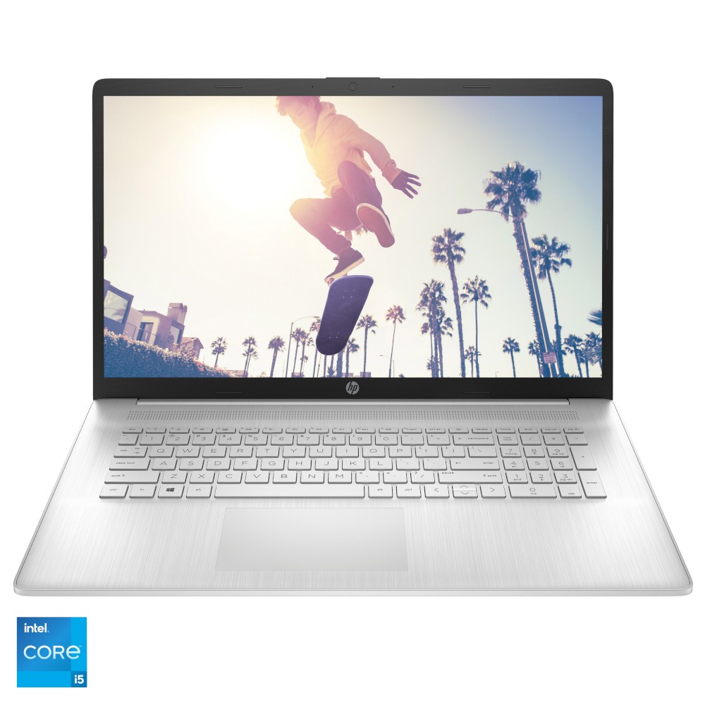 Laptop HP 17-cn2009nq, 17.3?, Full HD, Intel Core i5-1235U, 16GB RAM, 1TB SSD, NVIDIA GeForce MX550, No OS, Argintiu