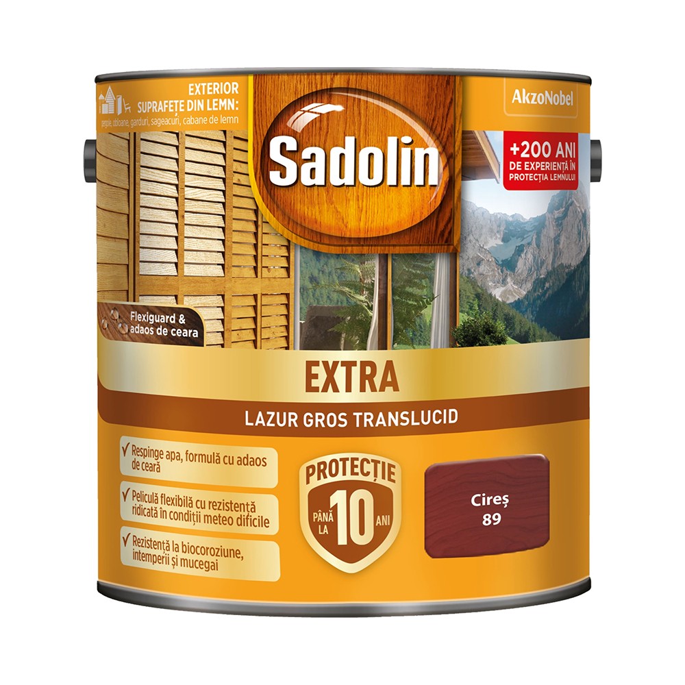 Lazura pentru lemn, Sadolin Extra, exterior, cires, 5 l