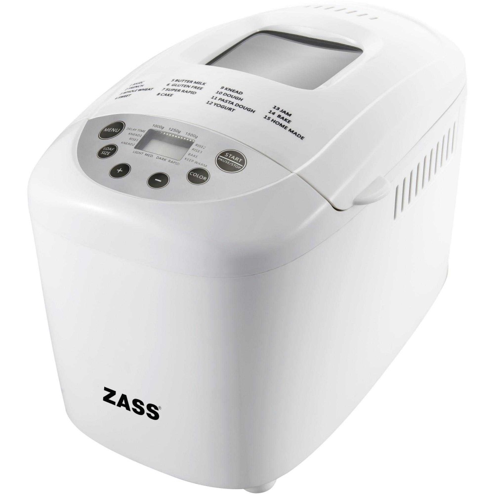 Masina de paine Zass ZBM 03, 850 W, 1500 g, 15 programe, Alb