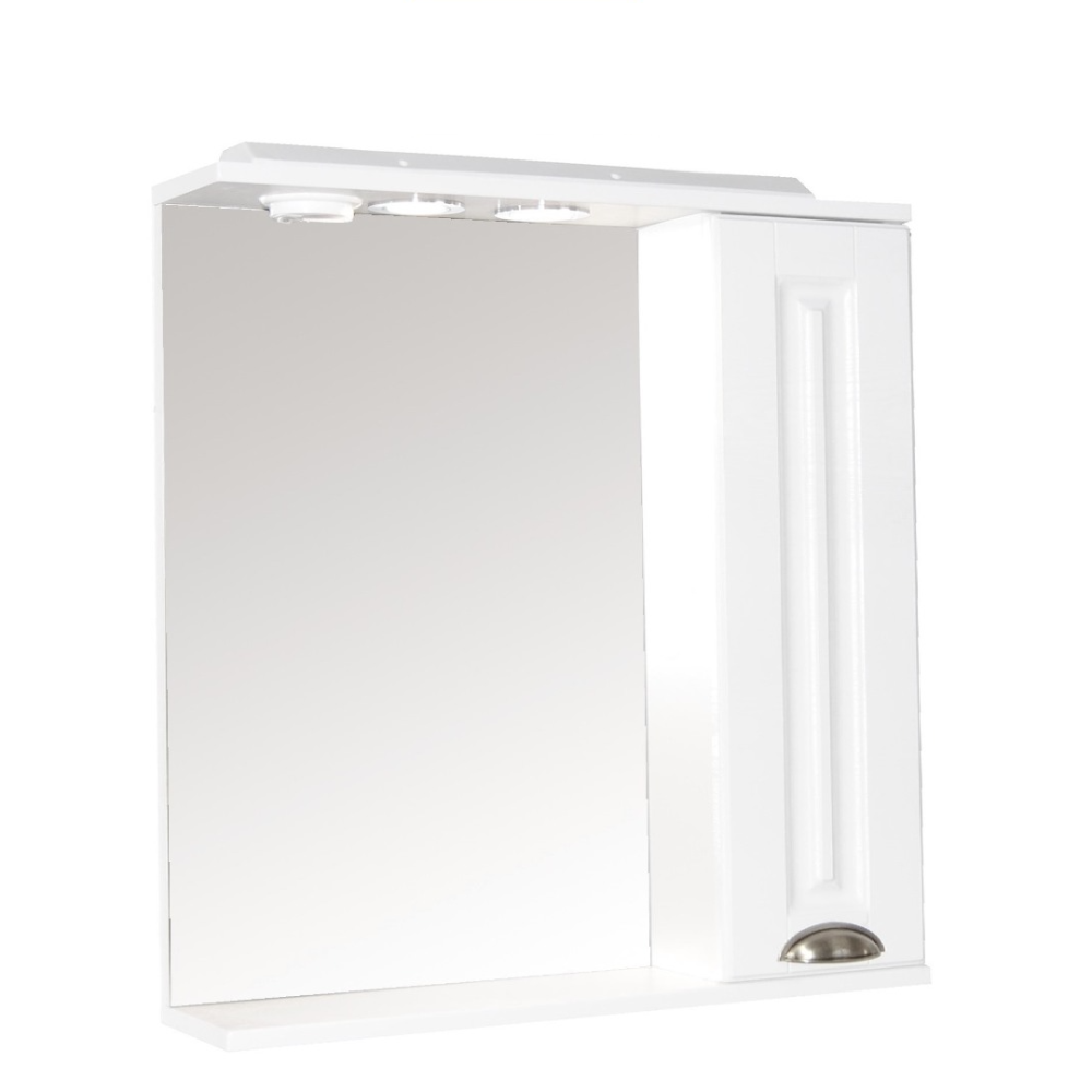 Oglinda cu dulap pentru baie Badenmob Seria 172, PAL/MDF, alb, 1 usa, 2 polite, 65 x 71 x 14 cm