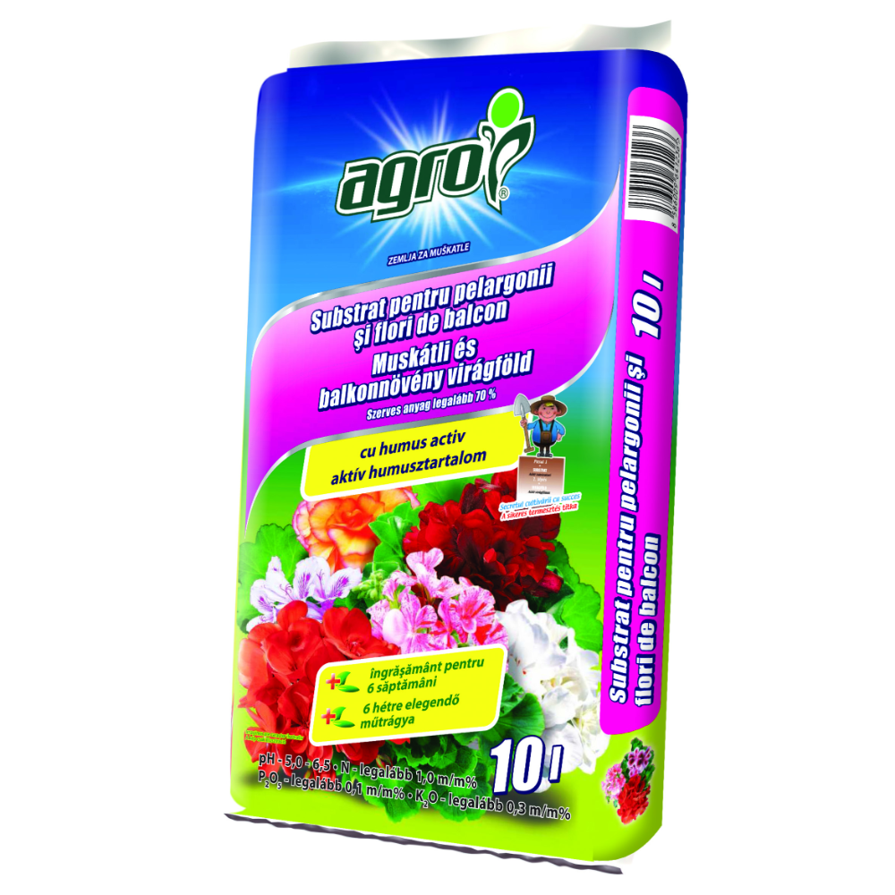Pamant pentru muscate si flori de balcon Agro CS, 10 l