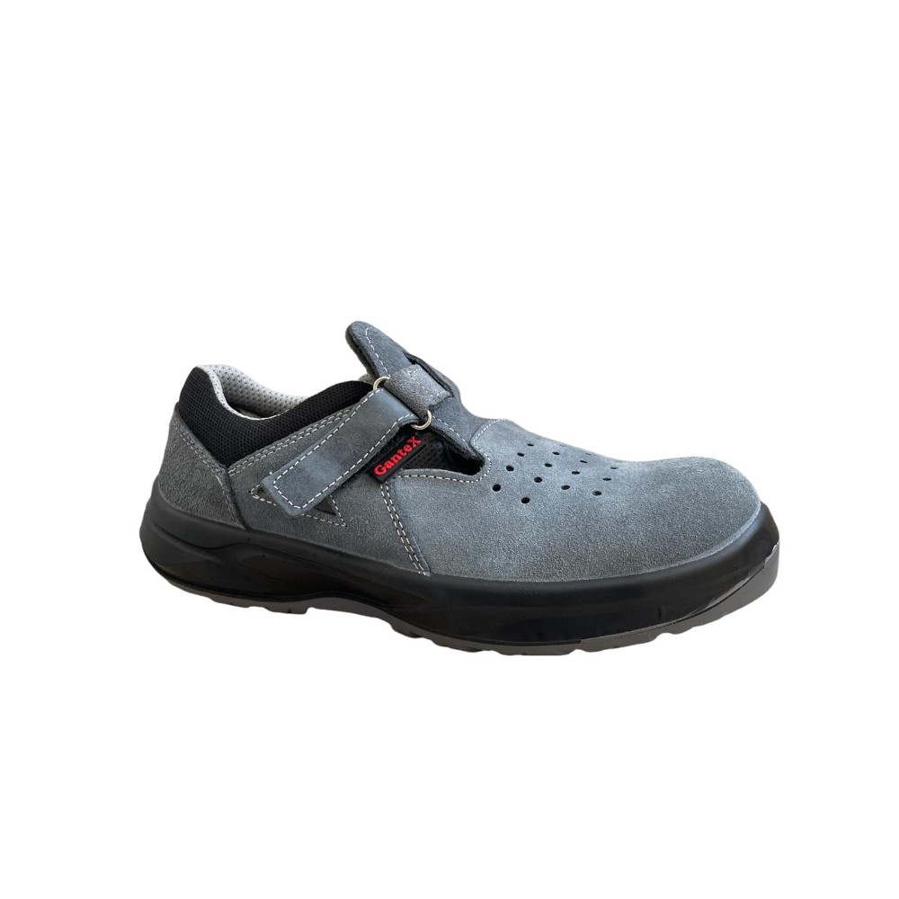 Pantofi de protectie 5200, piele intoarsa, bombeu metalic, fara lamela metalica, inchidere cu scai, unisex, culoare gri, marimea 38