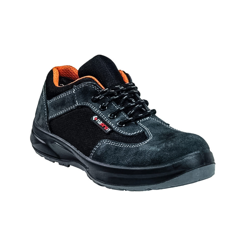 Pantofi de protectie cu bombeu metalic Napron, piele intoarsa si poliester, talpa antiderapanta, antistatica, toate sezoanele, gri, marimea 45