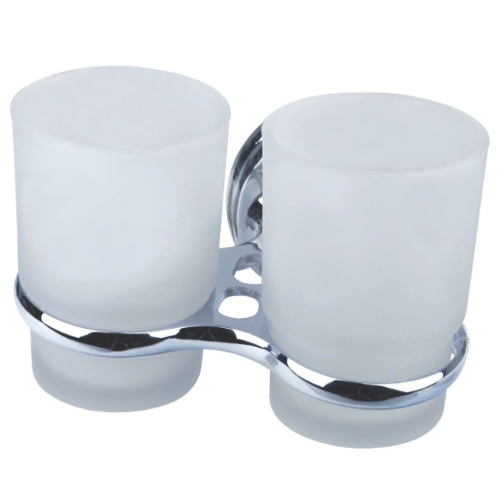 Port pahar dublu 3152 , inox, sticla mata, 15.5 x 11 x 10 cm