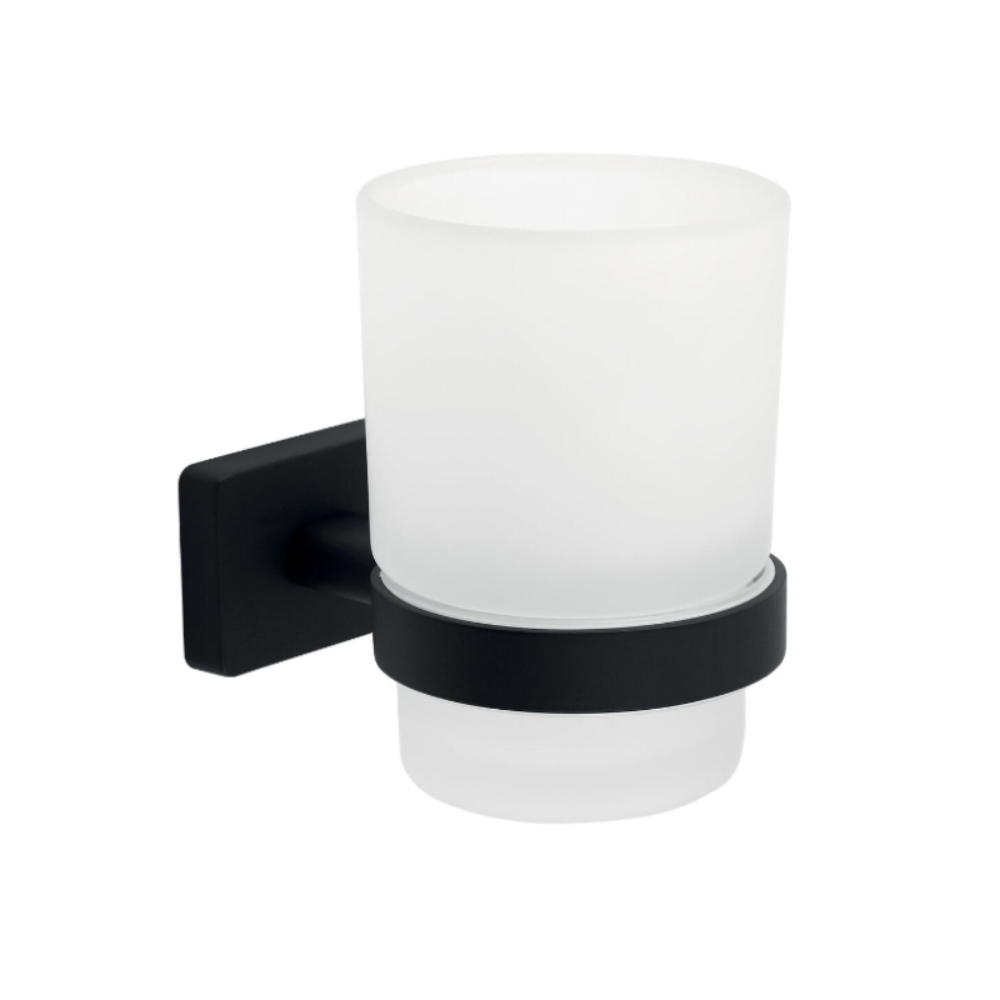 Portpahar baie Ferro Greta AGR03BL, sticla, negru, 7 cm