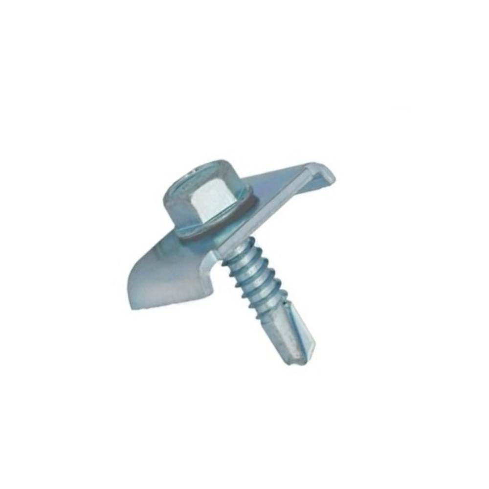 Set clema fixare gard cu surub, otel zincat, cap hexagonal, autoforant, diametru 6.3 mm, 20 x 30 mm, 10 bucati