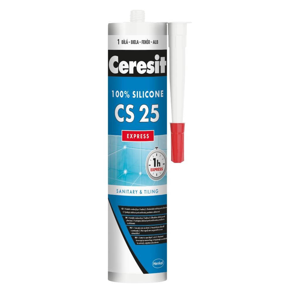  Silicon sanitar Ceresit CS 25 Express, alb, interior / exterior, 280 ml
