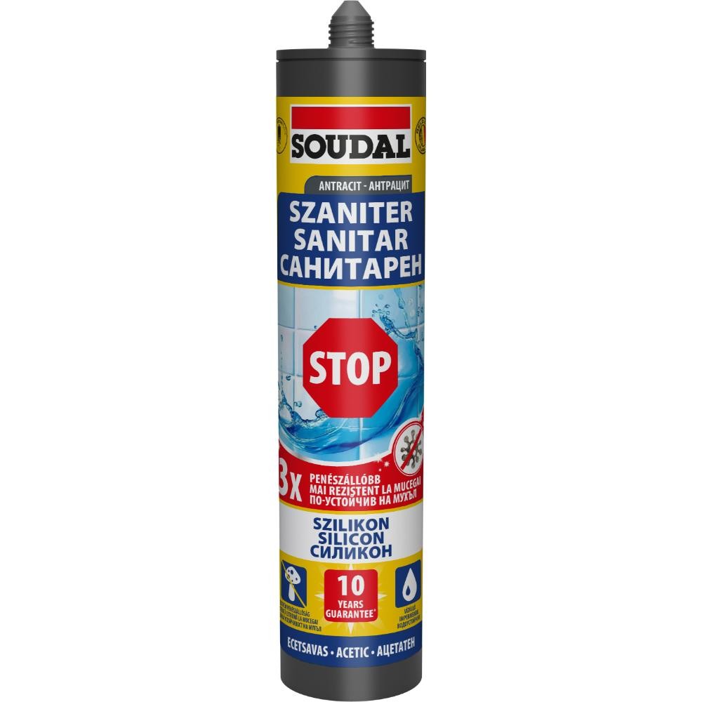 Silicon sanitar Soudal Stop, antracit , 280 ml