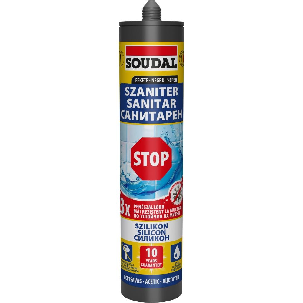 Silicon sanitar Soudal Stop, negru, 280 ml