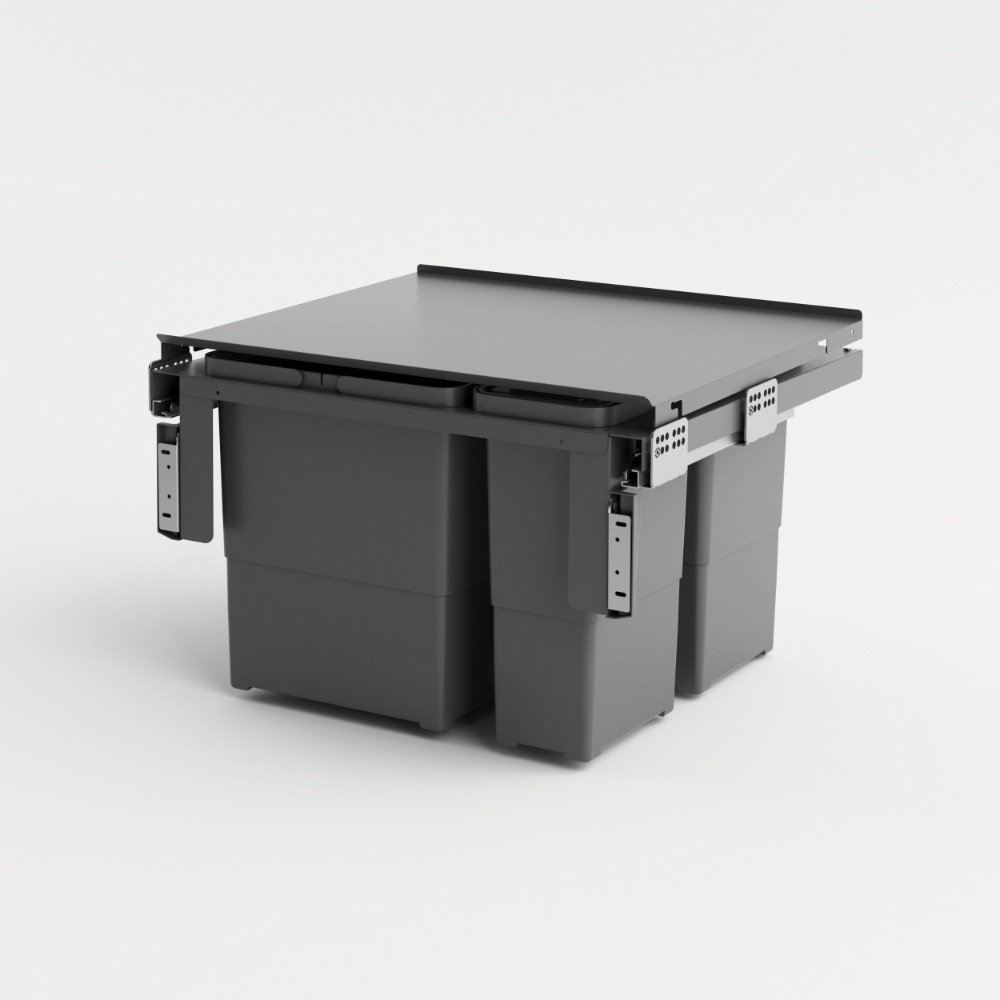 Sistem cos gunoi incorporabil H34 Compagnucci, plastic si metal, antracit, 600 mm, 52 l