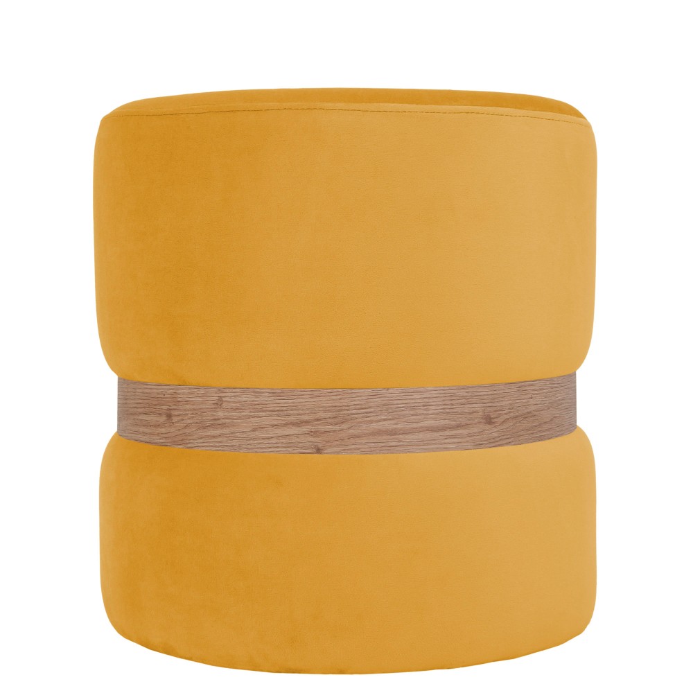 Taburet Ring, inel stejar, stofa galben H66, rotund, 38 x 38 x 40 cm