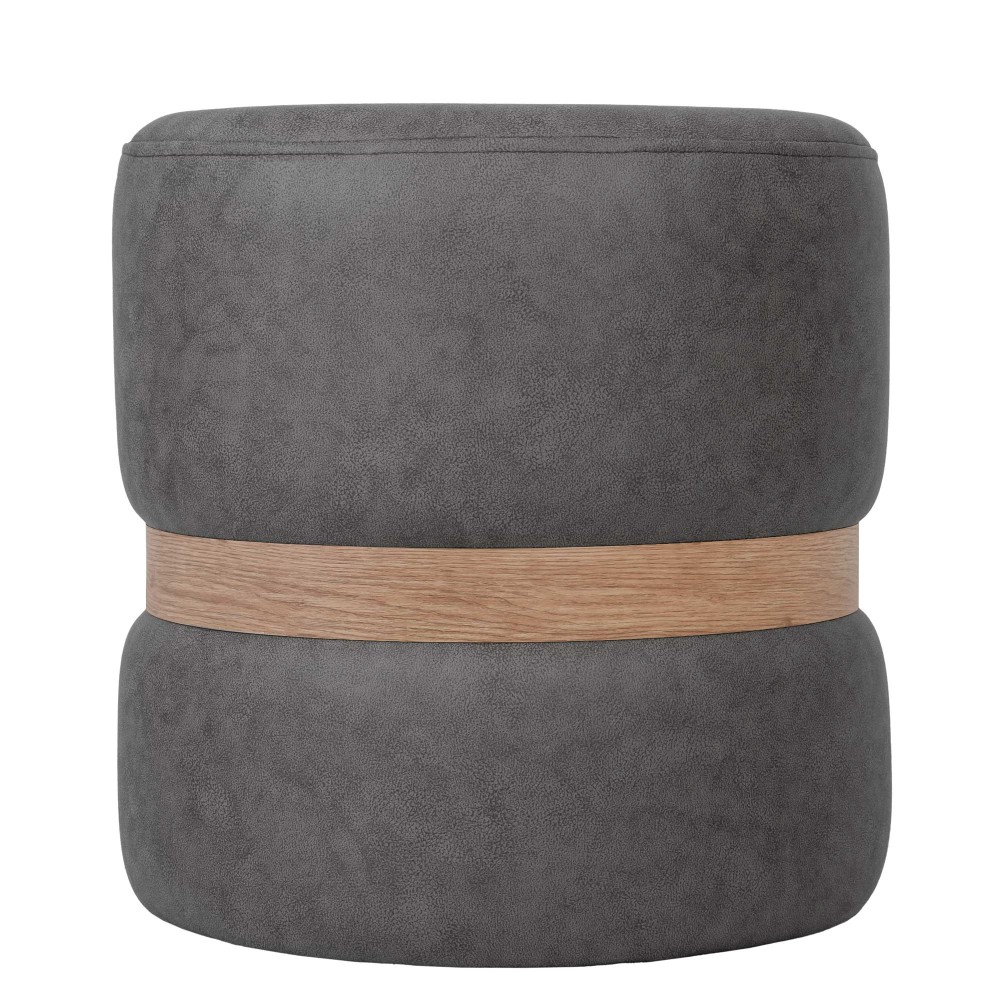 Taburet Ring, inel stejar, stofa gri M611, rotund, 38 x 38 x 40 cm