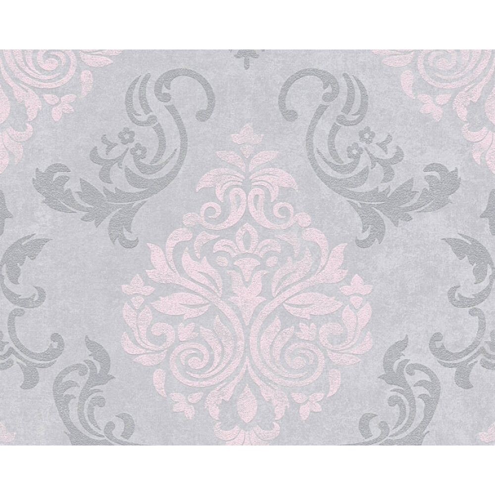 Tapet vlies AS Creation Memory 953726, gri si roz, aspect clasic, 10 x 0.53 m