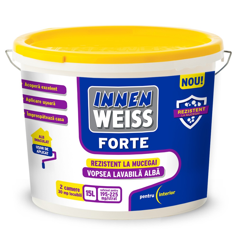 Vopsea lavabila interior Innenweiss Forte, alb, 15 l
