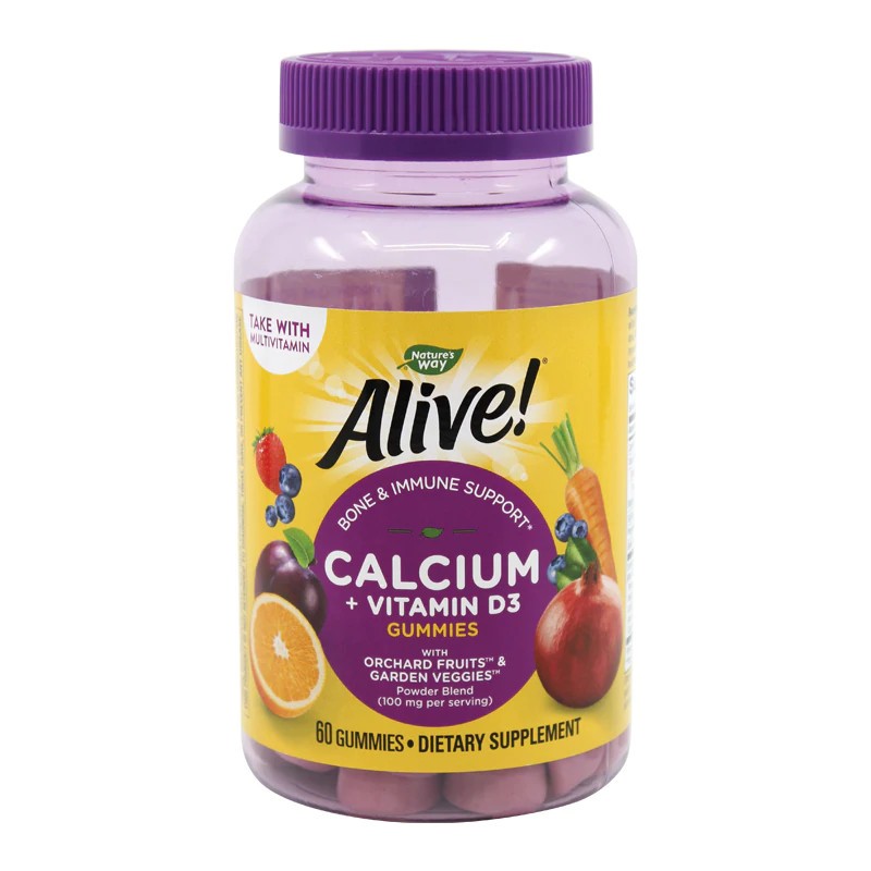 Alive Calcium + D3 Gummies Nature's Way, 60 jeleuri gumate, Secom (Ambalaj: 60 jeleuri)