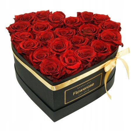 Aranjament floral cutie inima cu trandafiri sapun rosu inchis