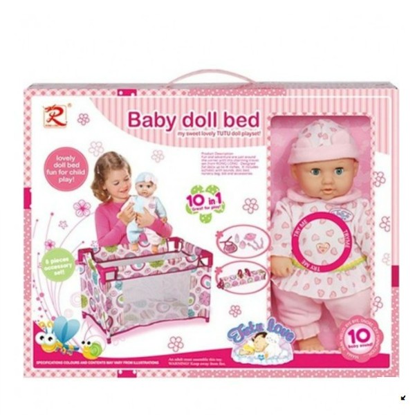 Bebelus de Jucarie cu Patut si accesorii Baby Doll Tutu Love (TIP PRODUS: Jucarii)