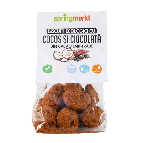 Biscuiti Ecologici cu Ciocolata Fair-Trade si Cocos, 100gr (Concentratie: 100g)