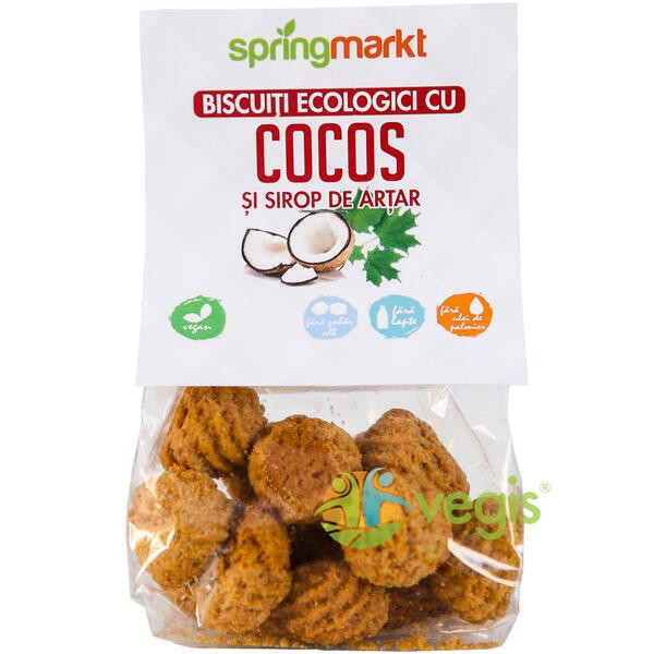 Biscuiti Ecologici cu Cocos si sirop de Artar, 100gr (Concentratie: 100g)