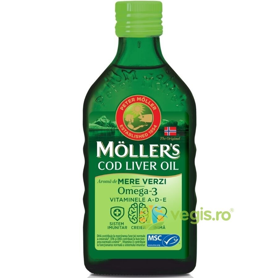 Cod Liver Oil Omega-3 cu Aroma de Mere Verzi 250ml