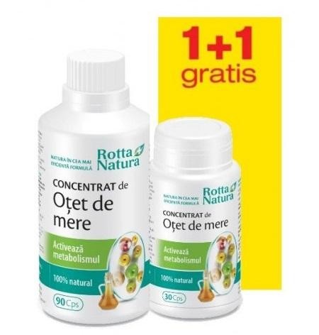 Concentrat de otet de mere - Activeaza metabolismul Rotta Natura (Ambalaj: 90 capsule, Concentratie: 500 mg)