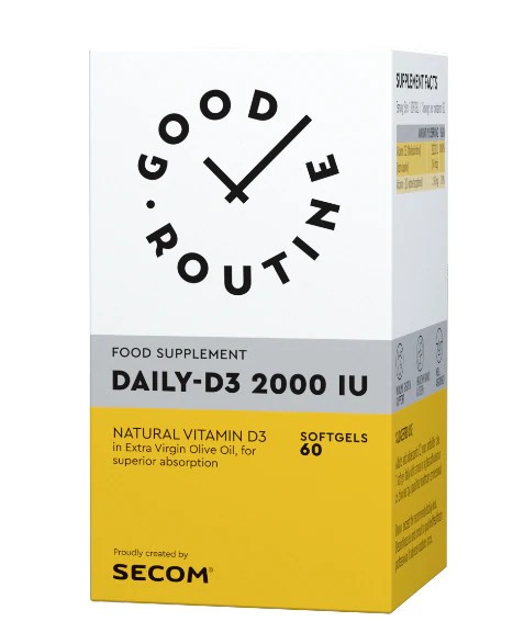 Daily D3 2000IU Good Routine, 60 capsule moi, Secom (Concentratie: 60 capsule)