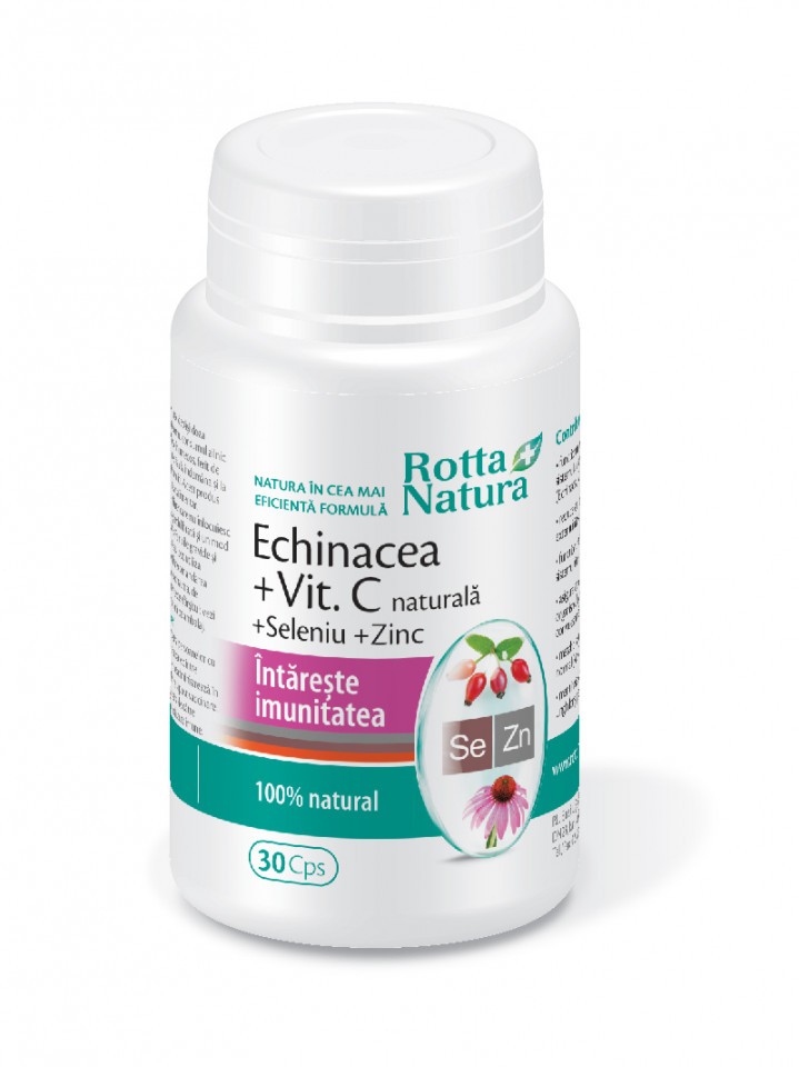 Echinacea + vitamina C + seleniu + zinc, 30 capsule, Rotta Natura (Ambalaj: 30 capsule)
