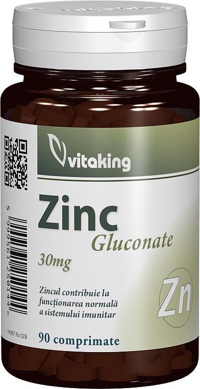 Gluconat de Zinc 25 mg Vitaking 90 tablete (TIP PRODUS: Suplimente alimentare, Concentratie: 30 mg)