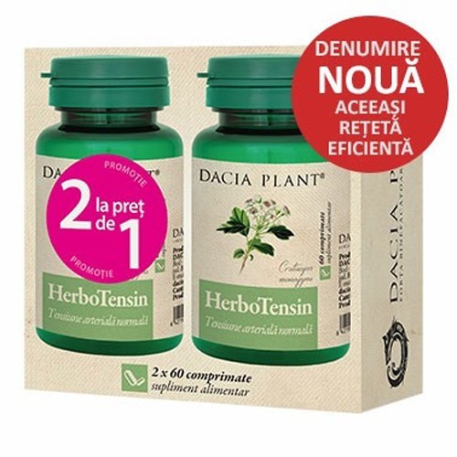 HerboTensin (Reglator al Tensiunii) Dacia Plant 60+60 comprimate (Concentratie: 502 mg)