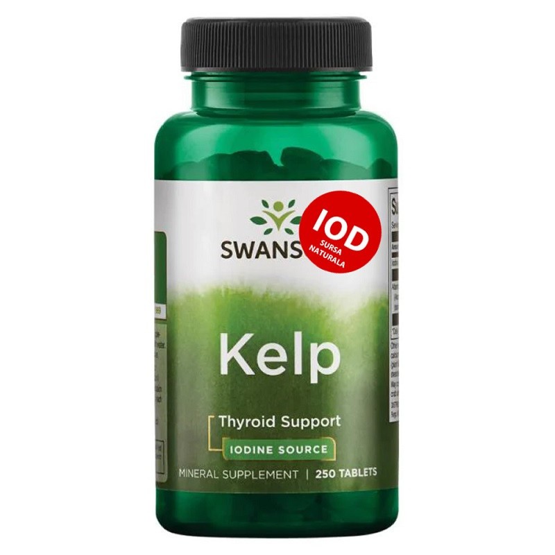 Iod Natural Kelp, 250 tablete, Swanson (Ambalaj: 250 capsule)