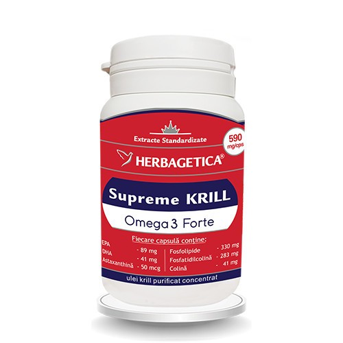 Krill Oil Supreme Omega 3 Forte, 60 capsule, Herbagetica (Ambalaj: 60 capsule)