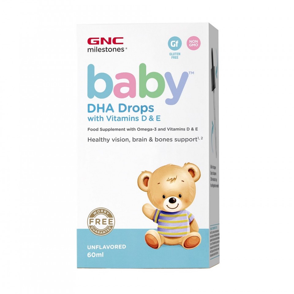 Milestones baby DHA Picături Bebeluși cu Vitamina D și E 60 ml, GNC (Concentratie: 60 ml)