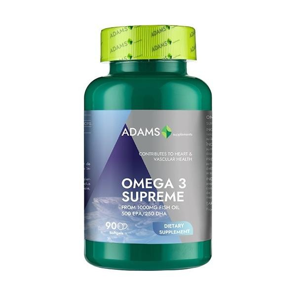 Omega 3 1000 mg Adams Vision 90 capsule gelatinoase moi.