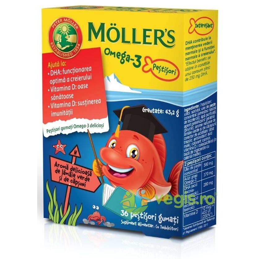 Omega-3 Jeleuri Pestisori cu Aroma de Capsuni 36buc