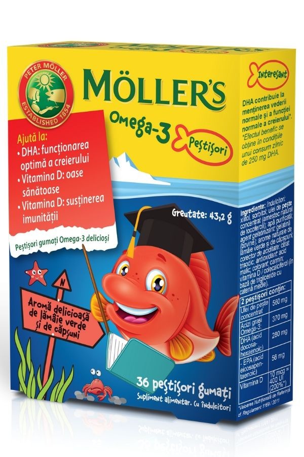Omega-3 Pestisori 36 jeleuri Mollers (Aroma: Aroma de lamai si capsuni)