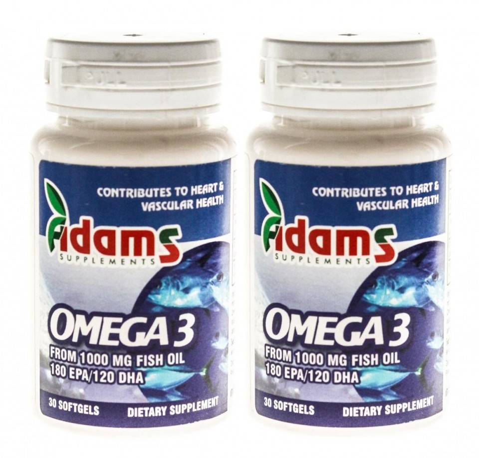 Omega 3 ulei de peste Adams Vision capsule (Concentratie: 1000 mg, Ambalaj: 30+30 capsule)