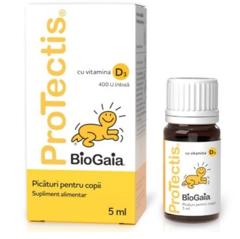 Protectis cu Vitamina D3,picaturi pentru copii, 5 ml, BioGaia (Concentratie: 5ml)