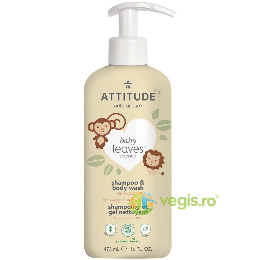 Sampon si Gel de Dus 2in1 cu Nectar de Pere Baby Leaves 473ml