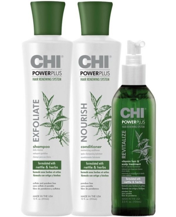 Set pentru par si scalp Chi Power Plus Hair Renewing System (Concentratie: Set pentru ingrijirea parului, Gramaj: 104 ml + 355 ml + 355 ml)