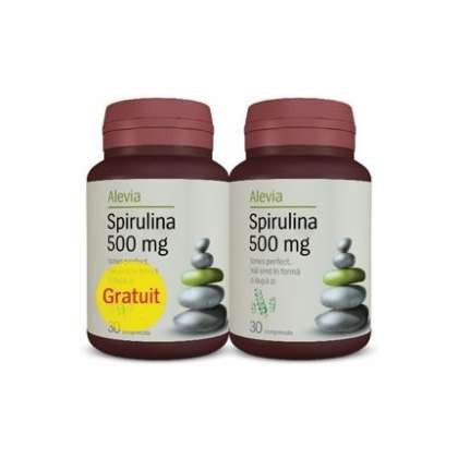 Spirulina 500 mg Alevia 30+30 comprimate (Concentratie: 500 mg)
