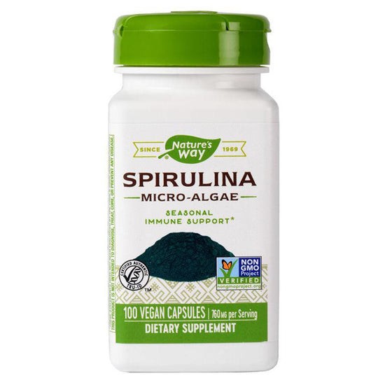 Spirulină Micro Algae 380 mg Natures Way, 100 capsule, Secom (Concentratie: 387.5 mg)